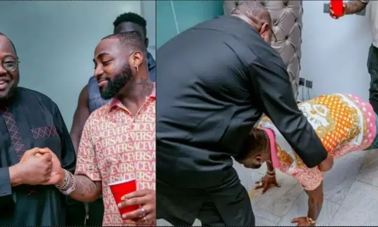 Davido prostrates to greet Dele Momodu after calling him ‘my boy’ years ago (Video)